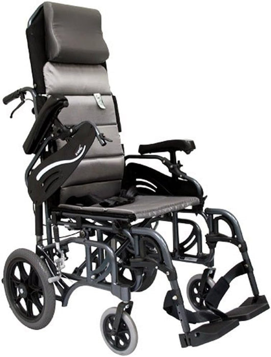 Meubon Lightweight Tilt-in-Space Transport Wheelchair with Removable Footrests I  Black I Model ME21445