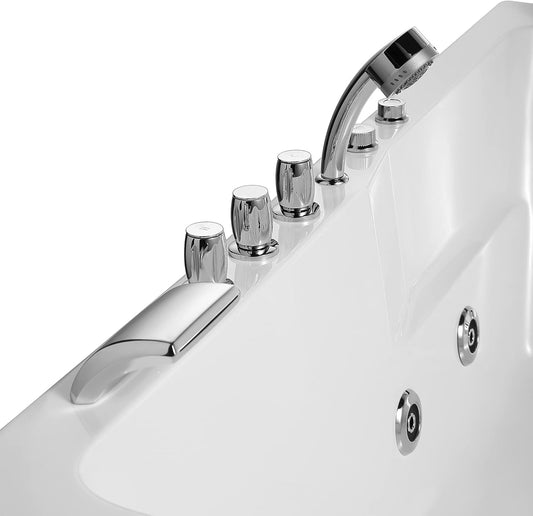 Empava Acrylic Whirlpool Bathtub Hydro-massage Soaking SPA Chromatherapy Jets Tub Model 2022 , White
