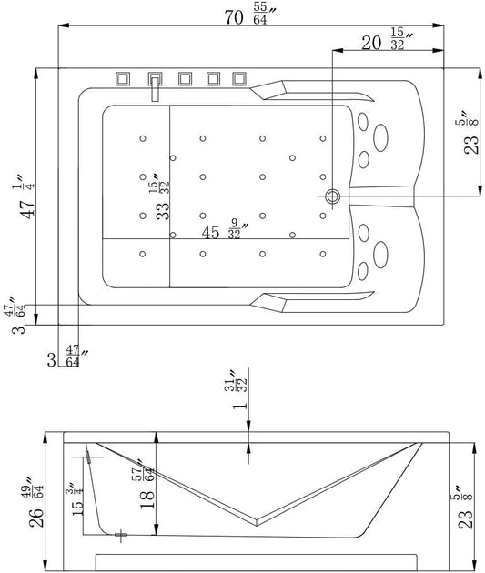 Empava Acrylic Whirlpool Bathtub Hydro-massage Soaking SPA Chromatherapy Jets Tub Model 2022 , White