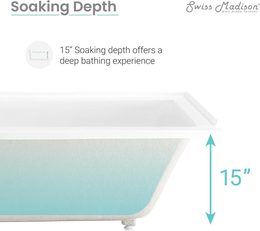 Swiss Madison Voltaire 66" x 32" Right-Hand Drain Alcove Bathtub