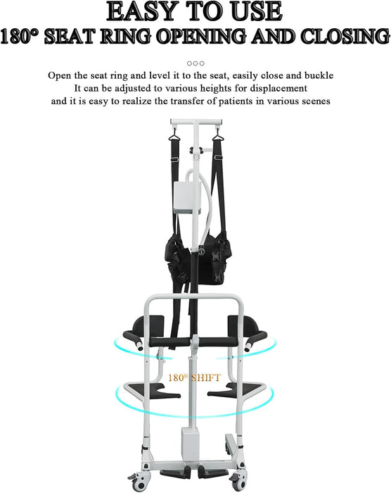 Meubon Electric Patient Lift Transfer Chair with Adjustable Height and 180° Split Seat I Ideal for Home Use I 275lb Weight Limit I Model MER45512