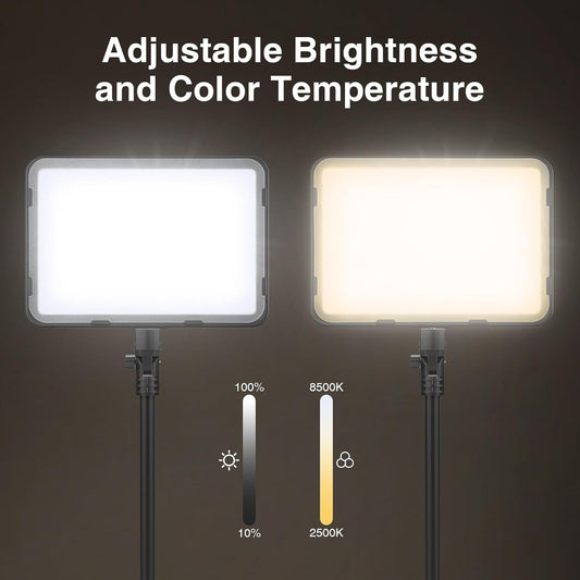 2 Pack LED Video Light with 63'' Tripod Stand, Kmasic 2500-8500K Dimmable Photography Lighting Kit,15W Soft Studio Lighting for Video Recording/Filming/Game Streaming/YouTube/Podcast, USB Charger