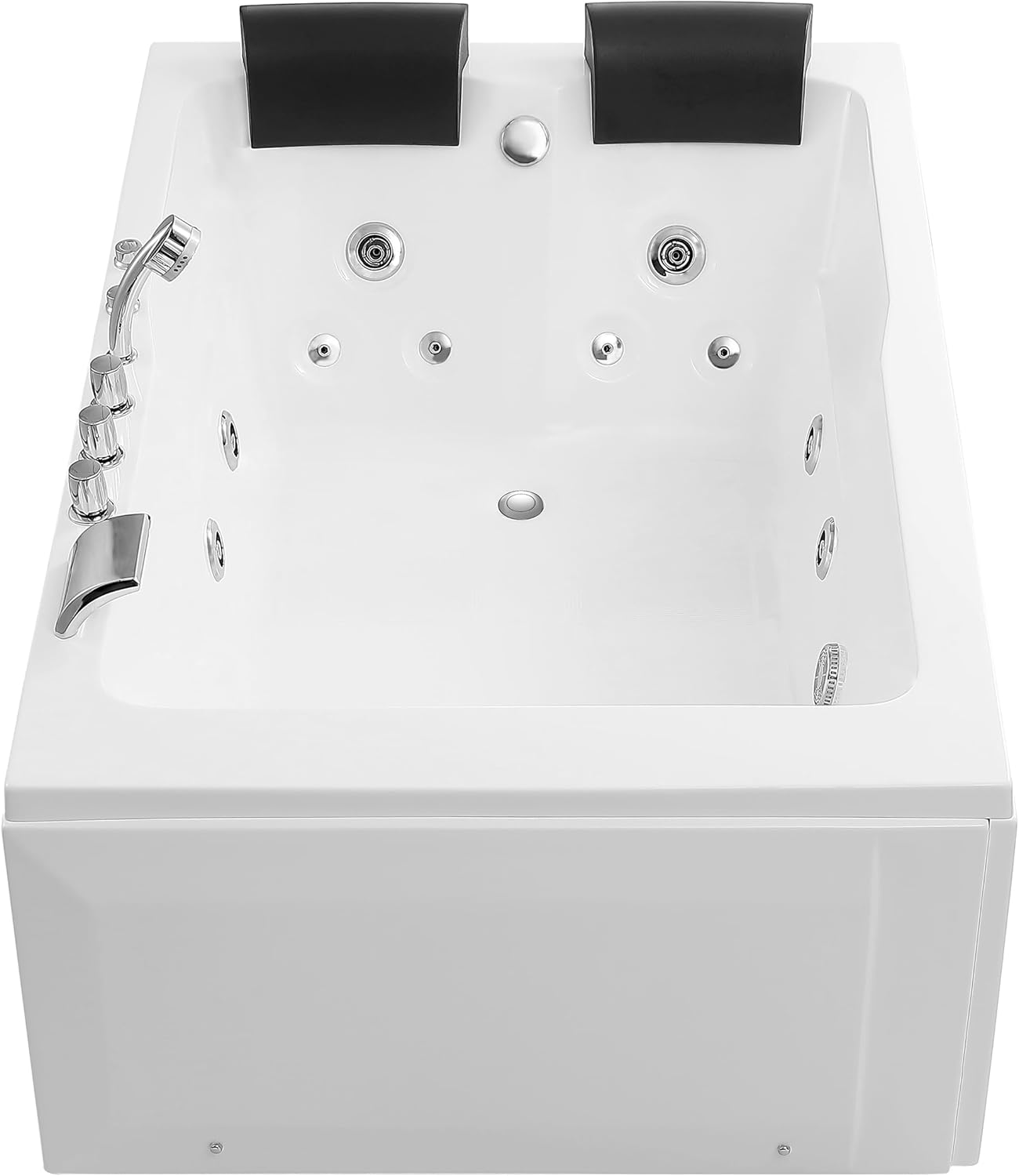 Empava 2 Person Whirlpool Bathtub,71” Whirlpool Tubs with 16 Jets,Jetted bathtub,Acrylic SPA Bath Tub,2 Person Hydro Massage Bathtub with Right Drain,3-Side Apron,White