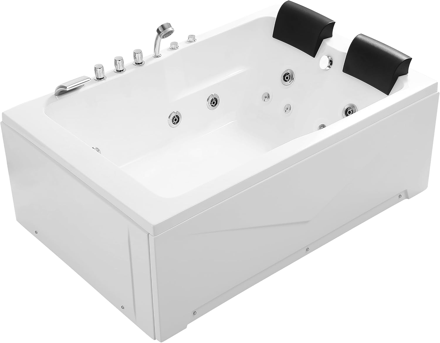 Empava 2 Person Whirlpool Bathtub,71” Whirlpool Tubs with 16 Jets,Jetted bathtub,Acrylic SPA Bath Tub,2 Person Hydro Massage Bathtub with Right Drain,3-Side Apron,White