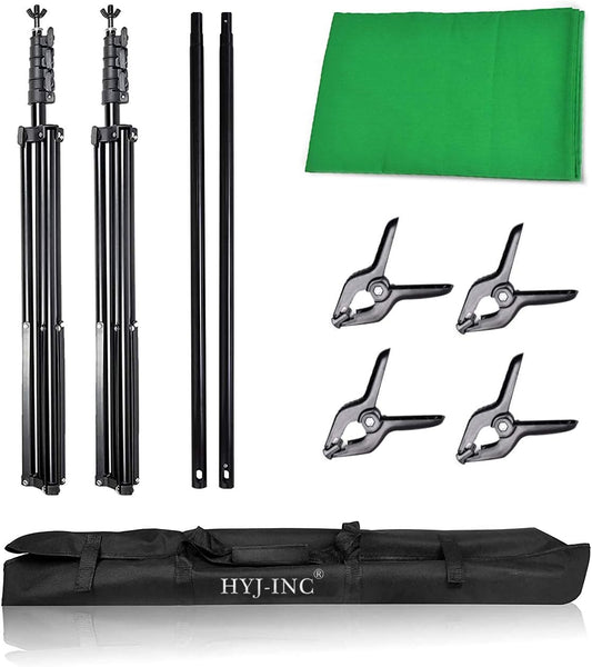 Photo Video Studio 10 x12ft 100% Cotton Muslin Chromakey Green Screen Backdrop with 8.5 x 10ft Stand Photography Background Support System Kit Clamp, Carry Bag