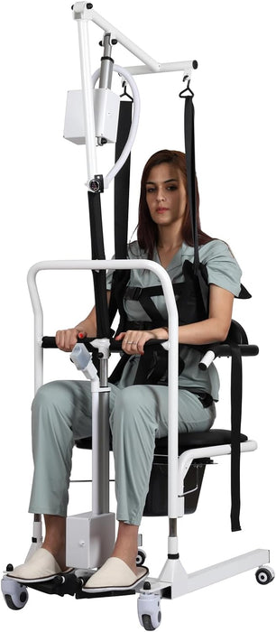 Meubon Electric Patient Lift Transfer Chair with Adjustable Height and 180° Split Seat I Ideal for Home Use I 275lb Weight Limit I Model MER45512