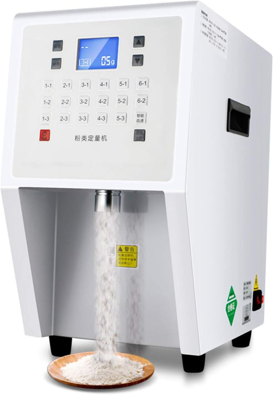 Commercial Automatic Powder Dispenser – Quantitative Powder Filling Machine for Sugar, Coffee, Cocoa & Milk with 17 Memory Buttons