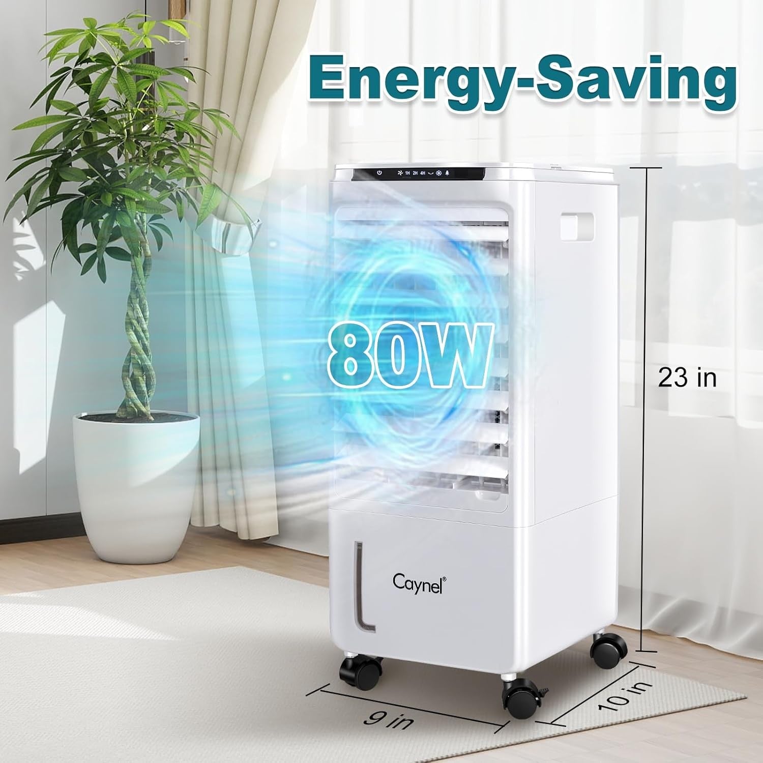 Portable Evaporative Air Cooler W/7H Timer 1.85-Gal Tank for Room Bedroom Office