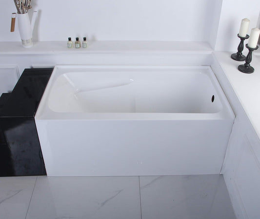 Aqua Eden VTAP543023R 54-Inch Acrylic 3-Wall Alcove Tub with Arm Rest and Right Hand Drain Hole, White