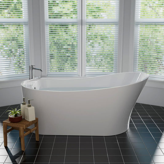 Empava 67" Luxury Stand Alone Acrylic Soaking SPA Tub Modern Freestanding Bathtubs with Custom Contemporary Design EMPV-FT1528