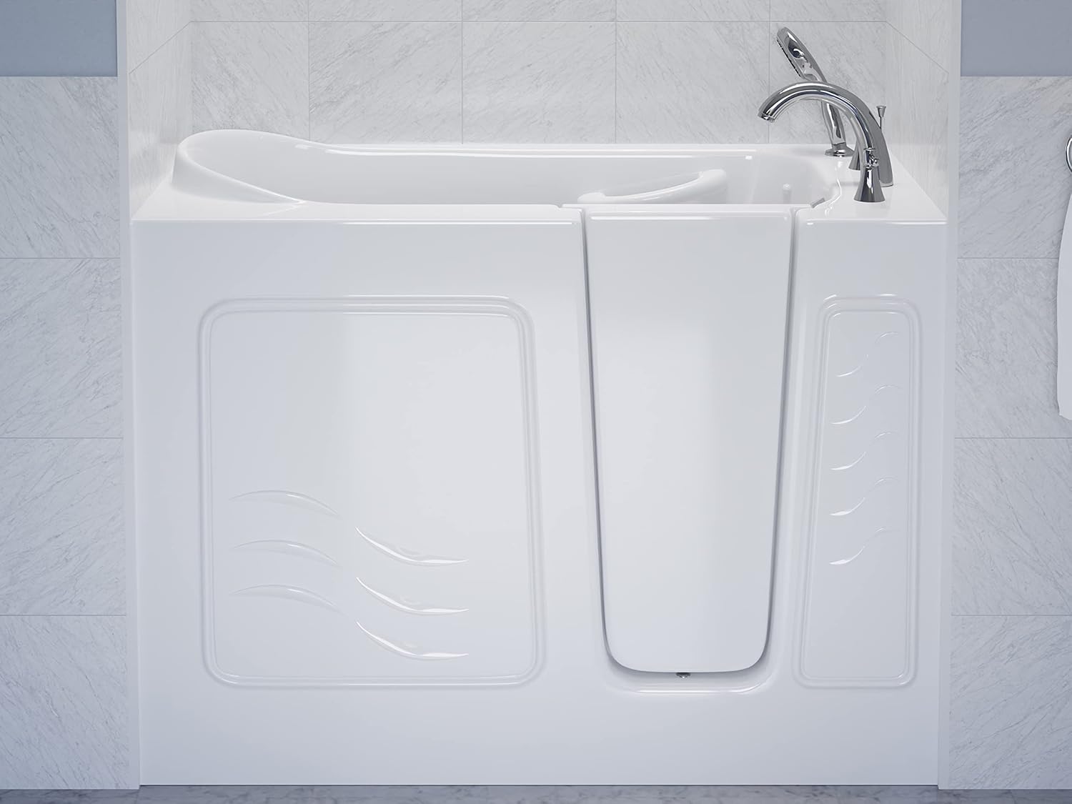 ANZZI Walk In Tub 53'' x 26'' Left Drain Soaking in White, Indulge in Ultimate Luxury, Comfort, and Safety with ANZZI Walk-in Tubs | Quick Fill, Therapeutic Soaking Tub