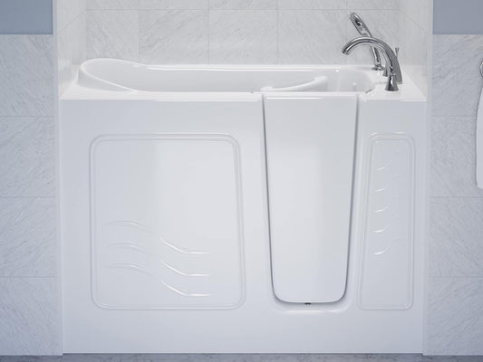 ANZZI Walk In Tub 53'' x 26'' Left Drain Soaking in White, Indulge in Ultimate Luxury, Comfort, and Safety with ANZZI Walk-in Tubs | Quick Fill, Therapeutic Soaking Tub