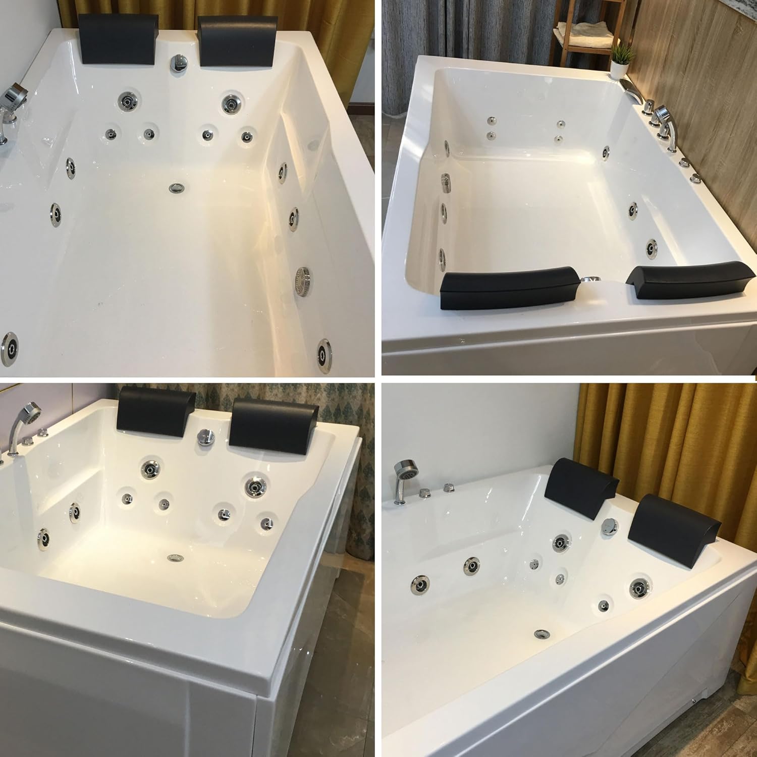 Empava 2 Person Whirlpool Bathtub,71” Whirlpool Tubs with 16 Jets,Jetted bathtub,Acrylic SPA Bath Tub,2 Person Hydro Massage Bathtub with Right Drain,3-Side Apron,White