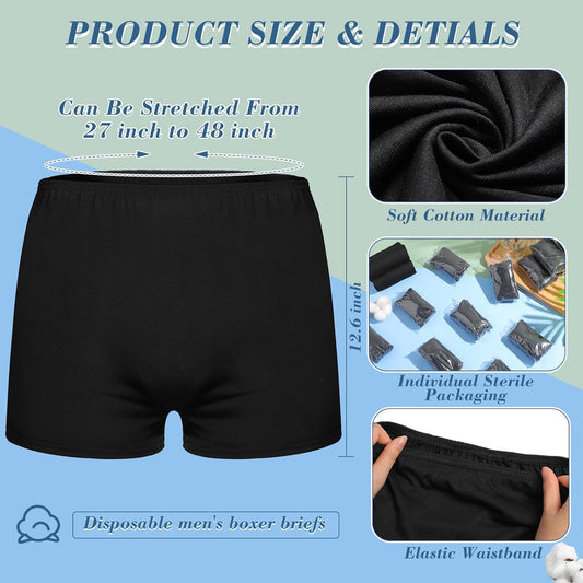 Ramede Disposable Men Cotton Underwear Disposable Exam Short Portable Cotton Male Patient for Travel Massage Hotel Spa
