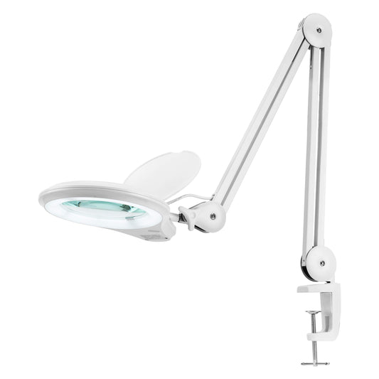 Neatfi (New Model Bifocals 1,200 Lumens Super LED Magnifying Lamp with Clamp, Dimmable, 60 Pcs SMD LED, 5 Inches Diameter Lens, Adjustable Arm (5 Diopter + 20 Diopter, White)