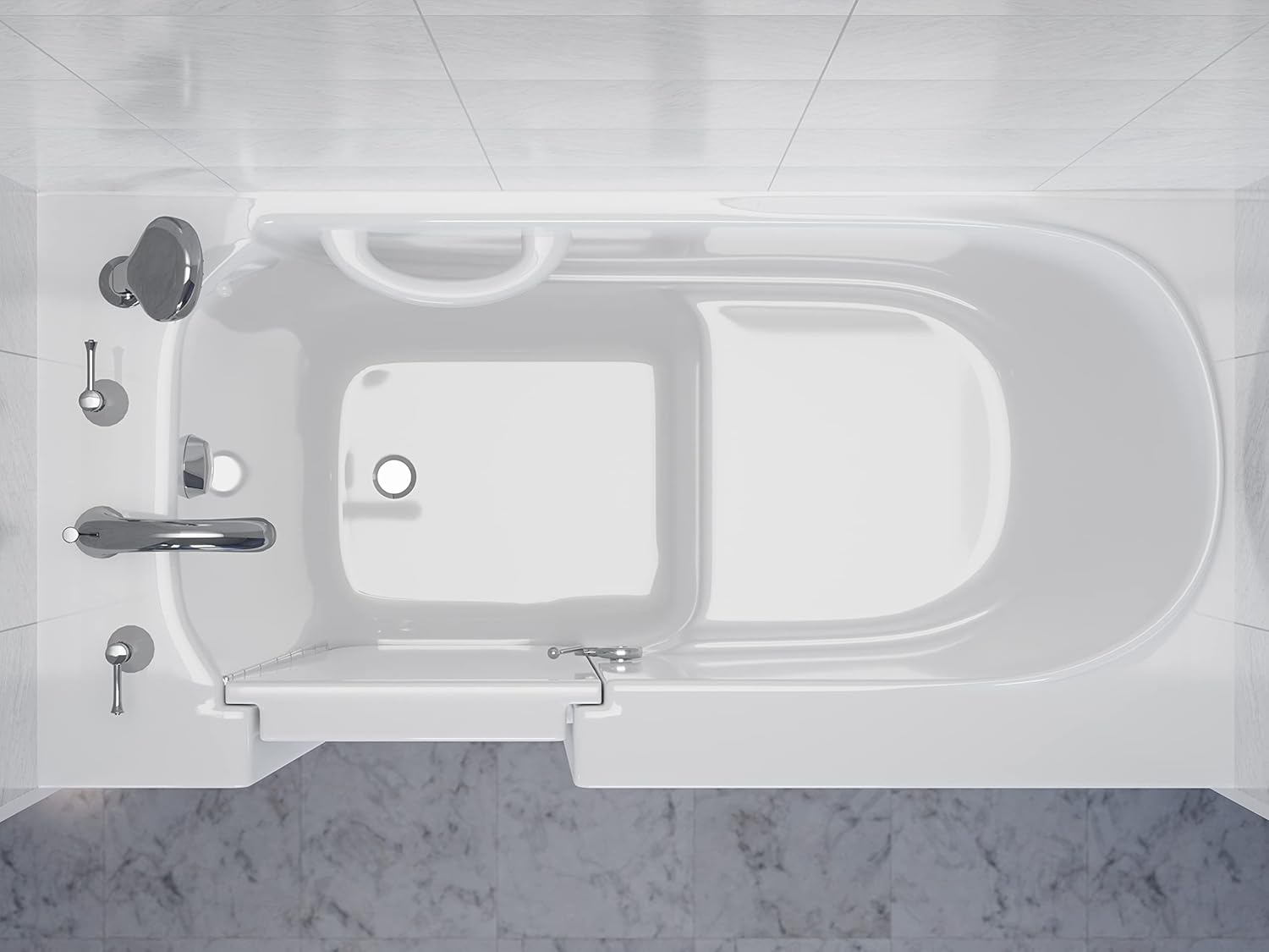 ANZZI Walk In Tub 53'' x 26'' Left Drain Soaking in White, Indulge in Ultimate Luxury, Comfort, and Safety with ANZZI Walk-in Tubs | Quick Fill, Therapeutic Soaking Tub