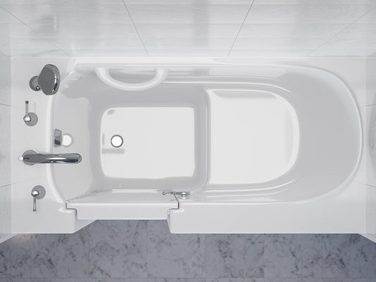 ANZZI Walk In Tub 53'' x 26'' Left Drain Soaking in White, Indulge in Ultimate Luxury, Comfort, and Safety with ANZZI Walk-in Tubs | Quick Fill, Therapeutic Soaking Tub