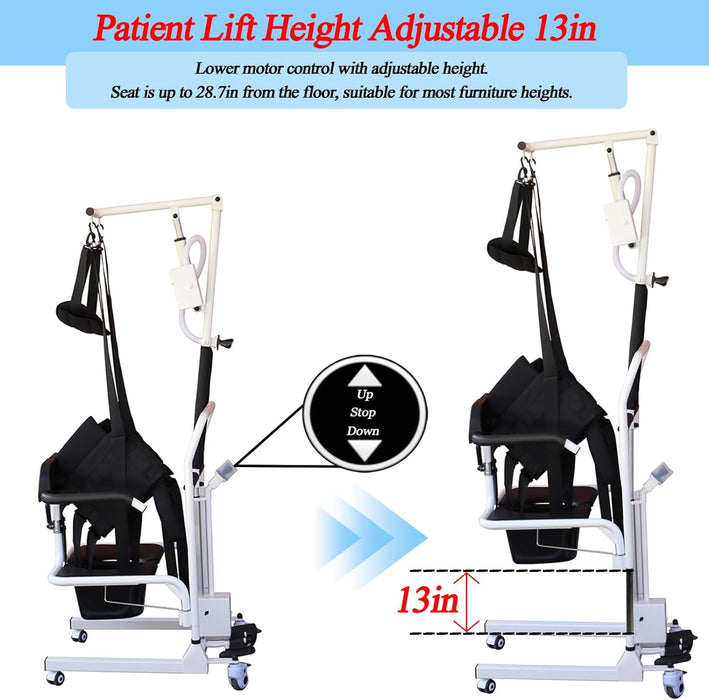 Meubon Electric Patient Lift Transfer Chair with Adjustable Height and 180° Split Seat I Ideal for Home Use I 275lb Weight Limit I Model MER45512