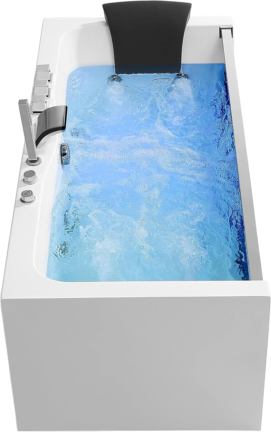 Empava 59 x 29" Whirlpool Tub,750W Acrylic Jetted Bathtub with 11 Jets,Hydromassage with Chromatherapy,3-Side Apron,58 Gallons,ETL Certified