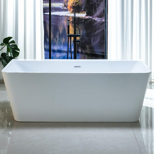 Empava 67" Luxury Stand Alone Acrylic Soaking SPA Tub Modern Freestanding Bathtubs with Custom Contemporary Design EMPV-FT1528