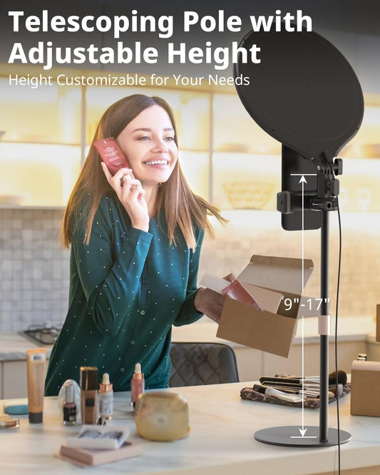 UBeesize 10.5in Laptop Ring Light with Stand and Phone Holder for Desk, Zoom Lighting for Computer, Video Recording, Streaming, Video Conference, Video Calls