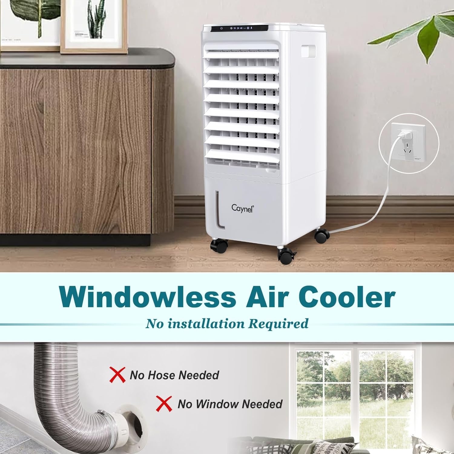 Portable Evaporative Air Cooler W/7H Timer 1.85-Gal Tank for Room Bedroom Office