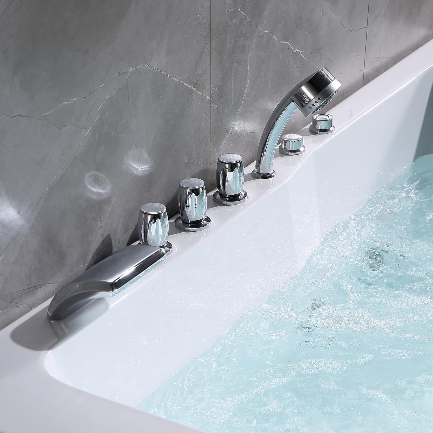 Empava 2 Person Whirlpool Bathtub,71” Whirlpool Tubs with 16 Jets,Jetted bathtub,Acrylic SPA Bath Tub,2 Person Hydro Massage Bathtub with Right Drain,3-Side Apron,White