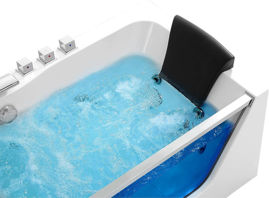 Empava 59 x 29" Whirlpool Tub,750W Acrylic Jetted Bathtub with 11 Jets,Hydromassage with Chromatherapy,3-Side Apron,58 Gallons,ETL Certified