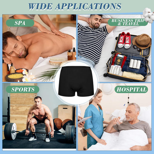 Ramede Disposable Men Cotton Underwear Disposable Exam Short Portable Cotton Male Patient for Travel Massage Hotel Spa