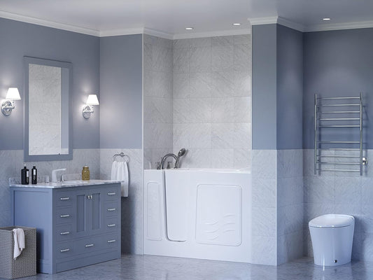 ANZZI Walk In Tub 53'' x 26'' Left Drain Soaking in White, Indulge in Ultimate Luxury, Comfort, and Safety with ANZZI Walk-in Tubs | Quick Fill, Therapeutic Soaking Tub