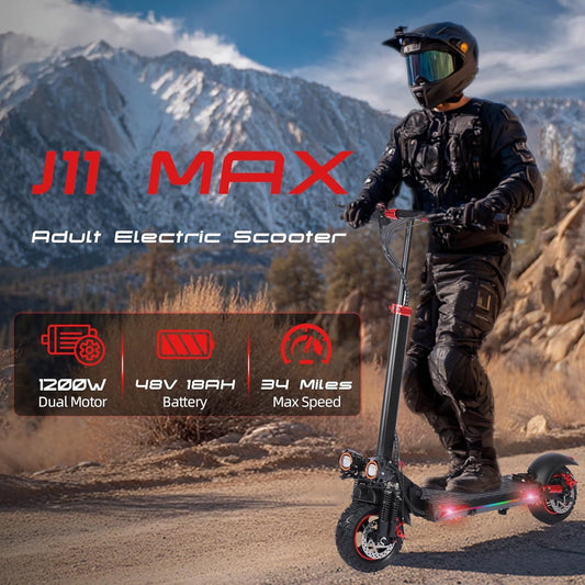 48V 1200W Electric Scooter for Adult 11"Off Road Fat Tires Fast Speed USA MAX X6