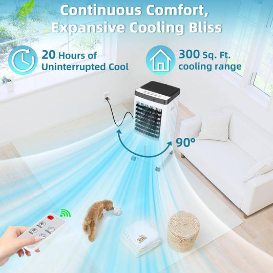3-IN-1 Portable Air Conditioner Evaporative Air Cooler Humidifier Water Cooling