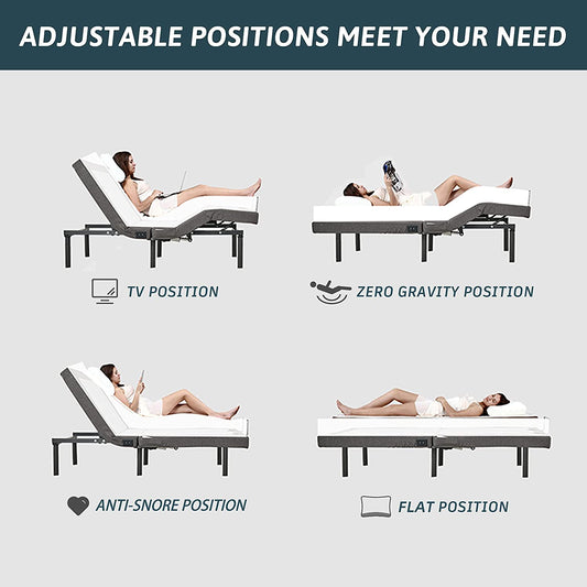 Adjustable Bed Frame Twin XL Electric Massage Adjustable Bed