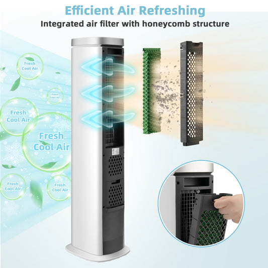 3-In-1 Portable Evaporative Air Cooler 40" Bladeless Cooling Tower Fan W/Timer