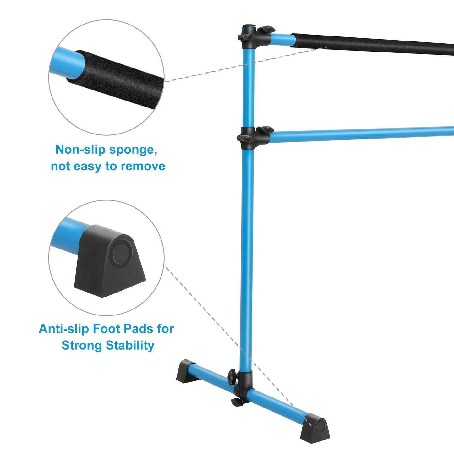 Ballet Barre Blue 4ft Portable Double Freestanding Base Home