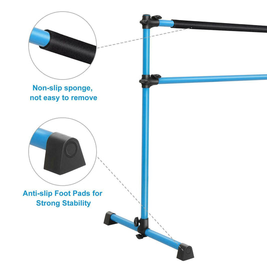 Ballet Barre Blue 4ft Portable Double Freestanding Base Home