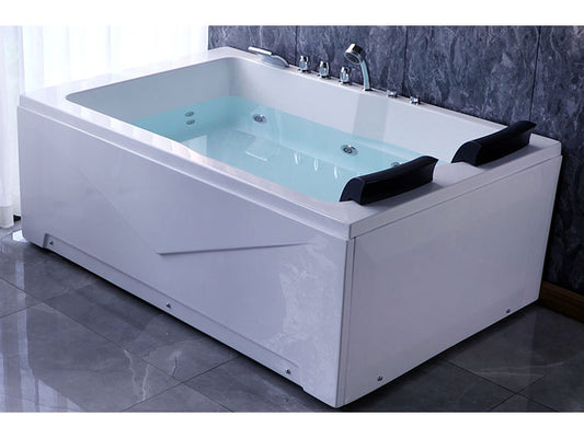 Acrylic Whirlpool Hydro-Massage Soaking Tub with Chromatherapy Jets – White