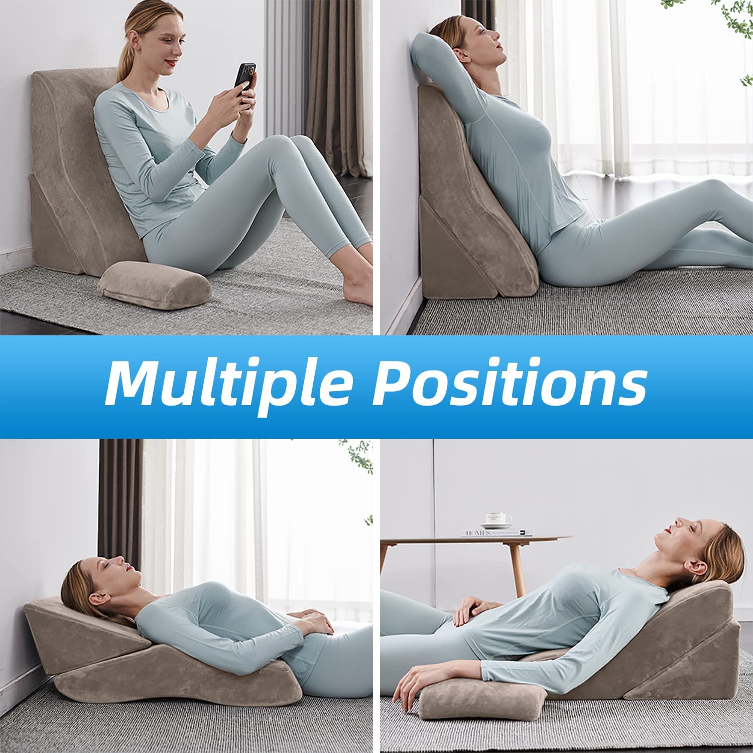 Bed Wedge Pillow Adjustable Pillows Set for Back Leg