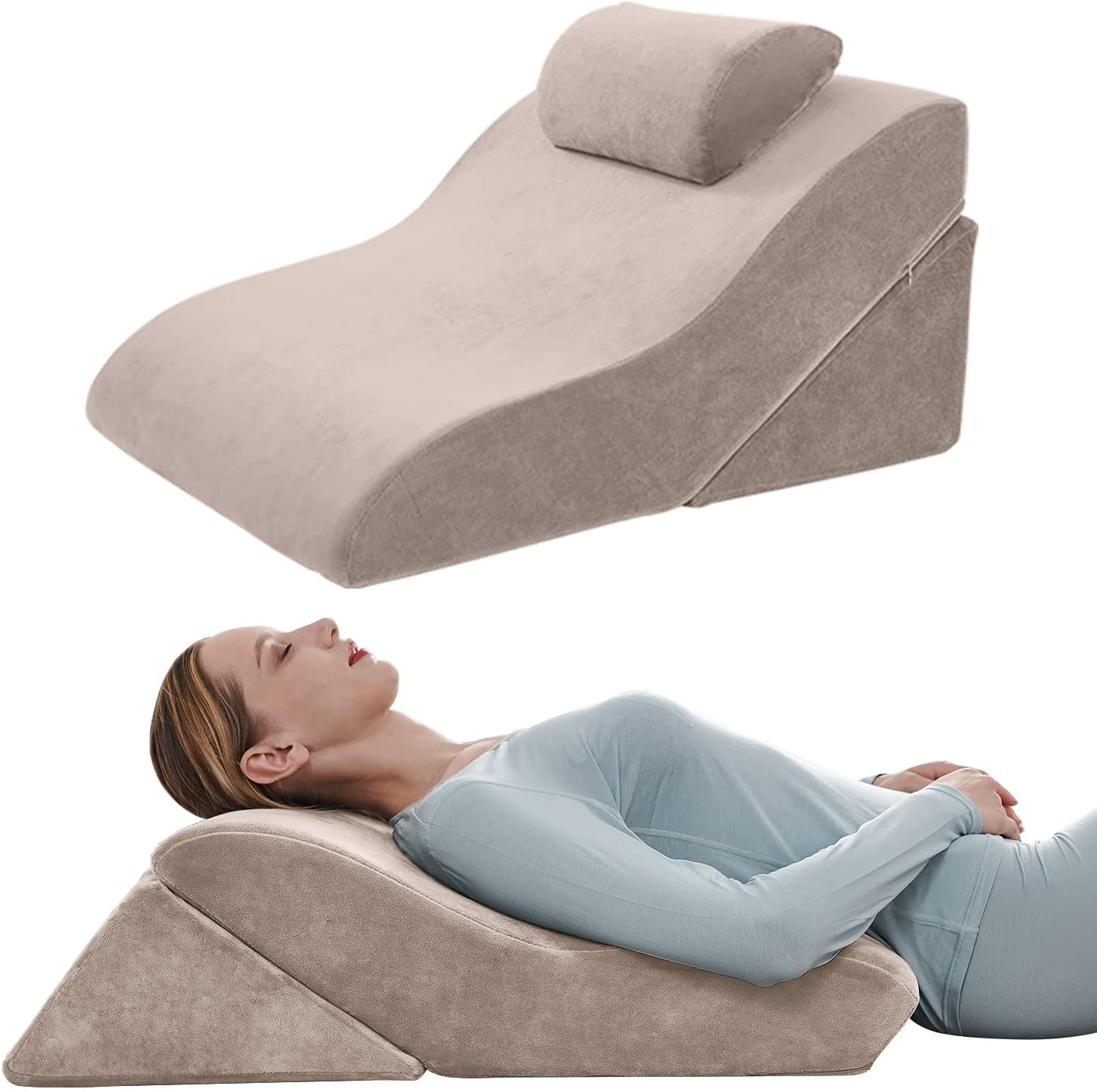 Bed Wedge Pillow Adjustable Pillows Set for Back Leg