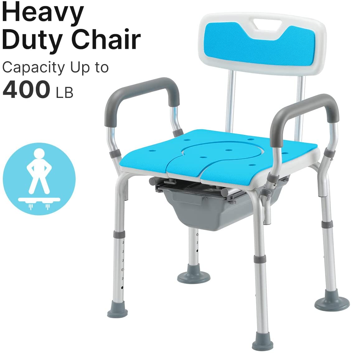 Bedside Commode 4 in 1 Heavy Duty Shower Chair with Back