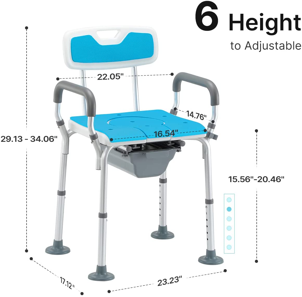Bedside Commode 4 in 1 Heavy Duty Shower Chair with Back