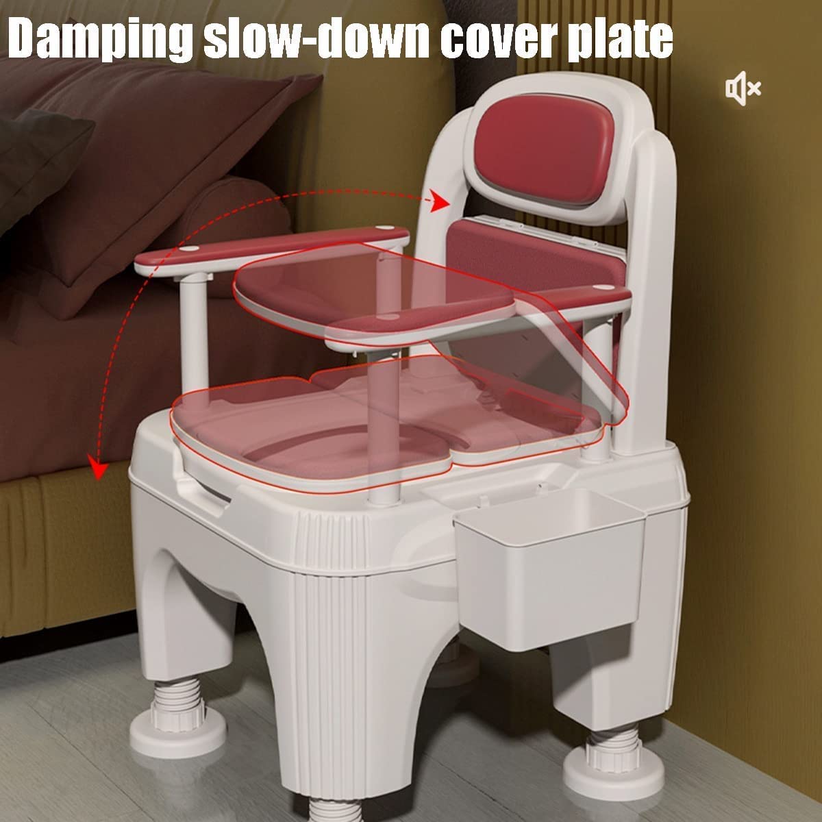 Bedside Commode Chair Portable Toilet With Adjustable Height