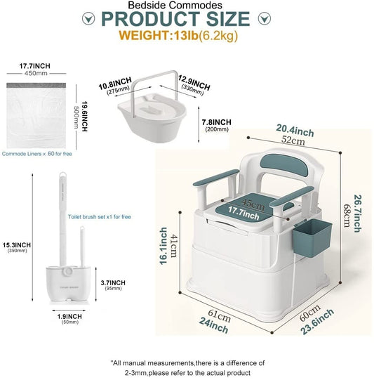 Bedside Commode I Adult Potty Chair Portable Toilets for