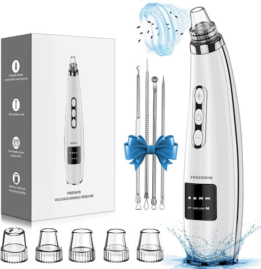Blackhead Remover Pore Vacuum Upgraded Facial Cleaner Electric Acne Comedone Whitehead Extractor Tool-5 Suction Power 5 Probes Kit