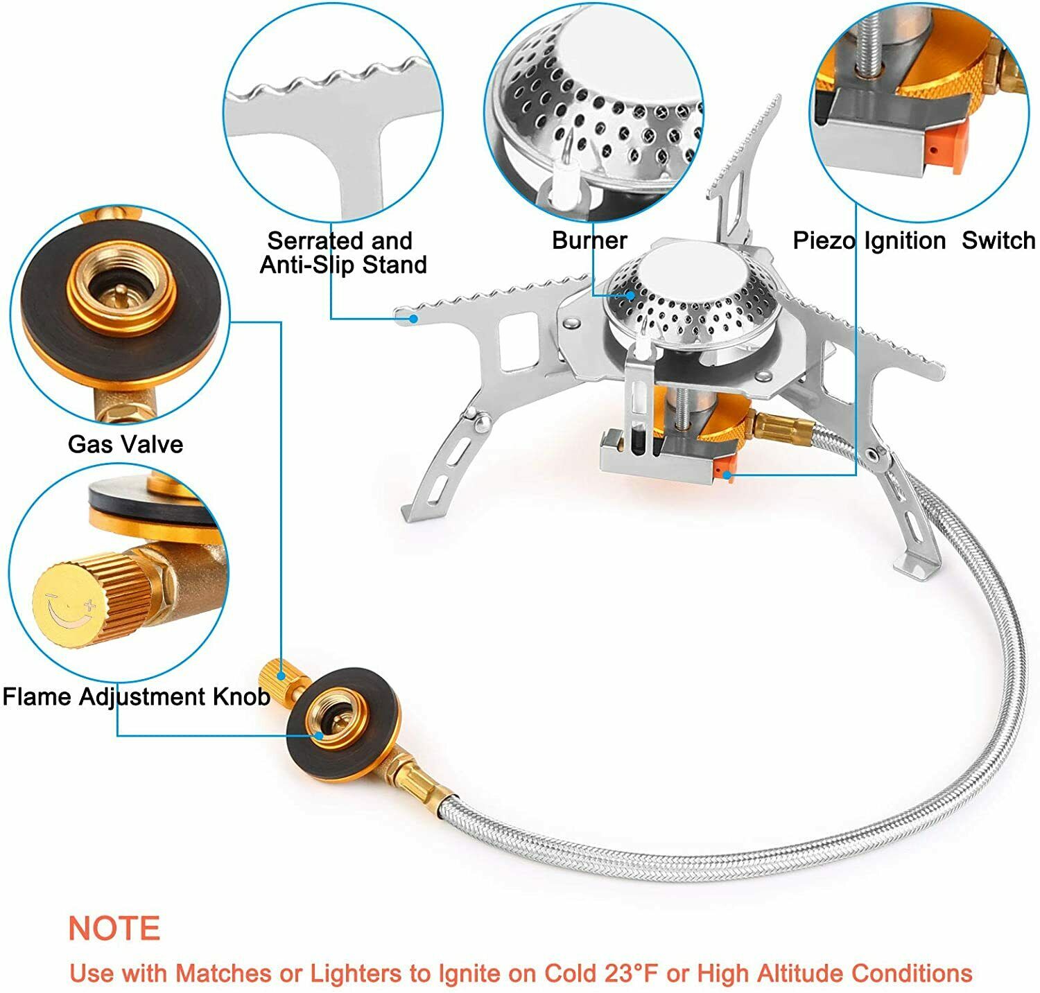 Camping Gas Stove Portable Backpacking stove with Piezo