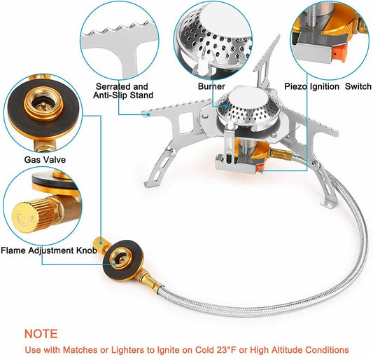 Camping Gas Stove Portable Backpacking stove with Piezo