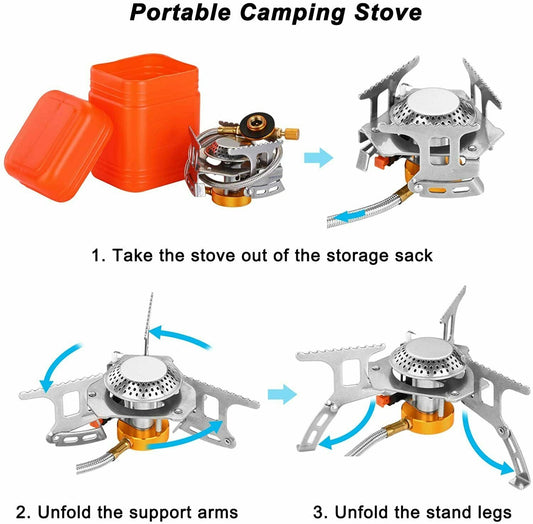 Camping Gas Stove Portable Backpacking stove with Piezo
