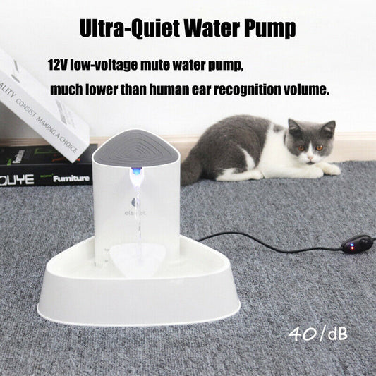 Cat Water Fountain Drinking Bowl LED Dispenser 1.8L Electric