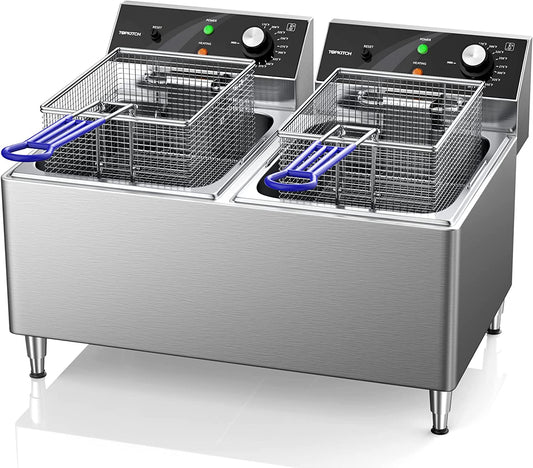 Commercial Deep Fryer I Dual Tank with Basket Countertop