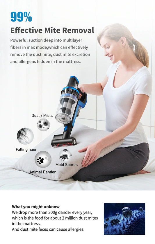 Cordless Vacuum Cleaner 23000Pa Powerful Suction LED Touch